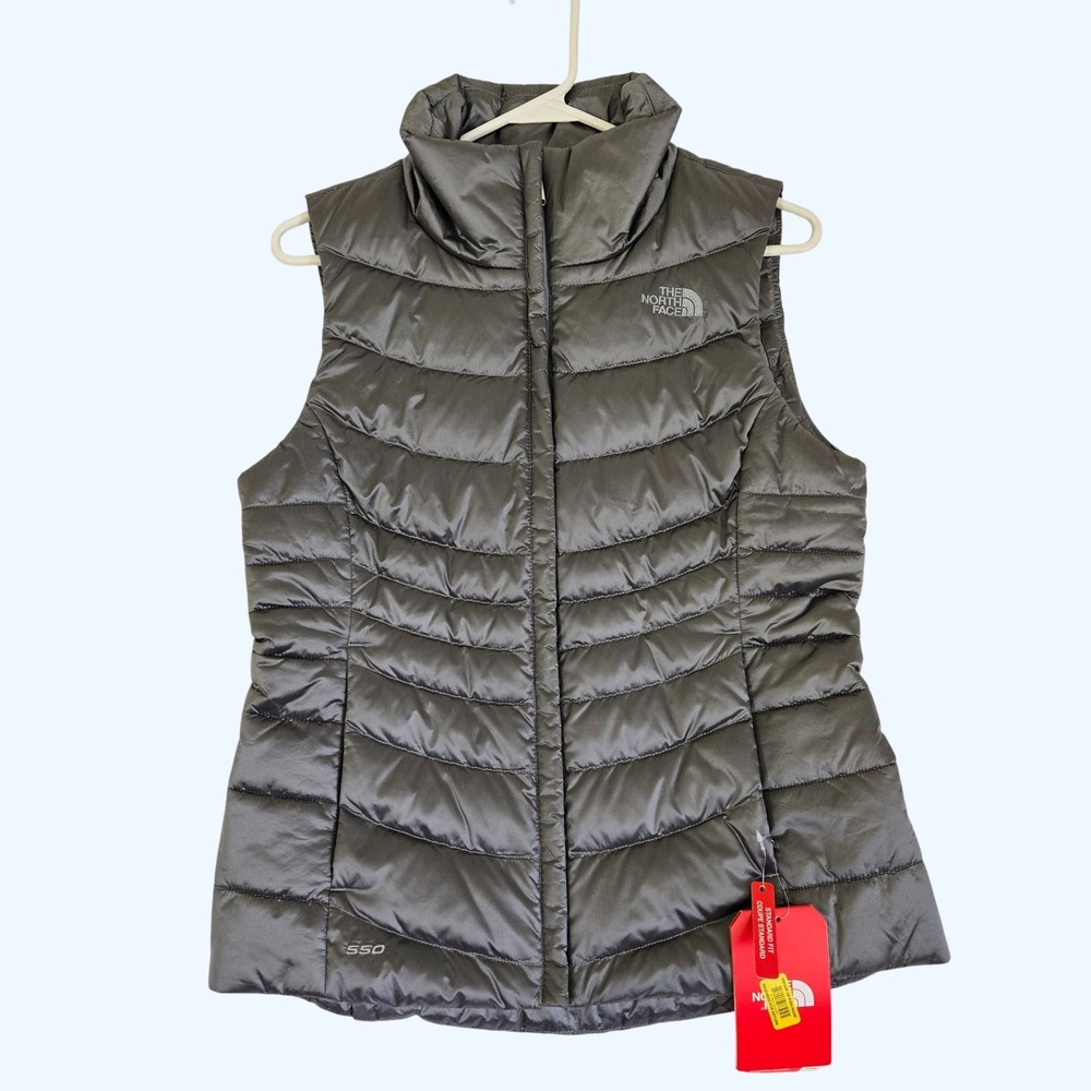 NEW The North Face Womens Aconcagua Vest II Silver Grey 550 Down Feathers Winter